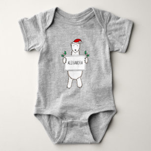Personalised Cute Christmas Polar Bear Gift Baby Bodysuit