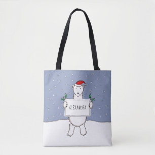Personalised Cute Christmas Polar Bear Tote Bag