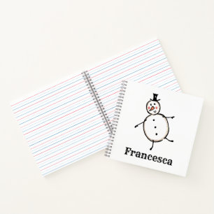 Personalised Cute Christmas Snowman Notebook