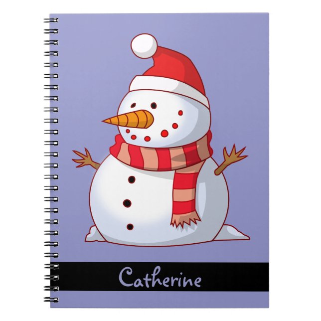 Personalised Cute Christmas Snowman Notebook (Front)