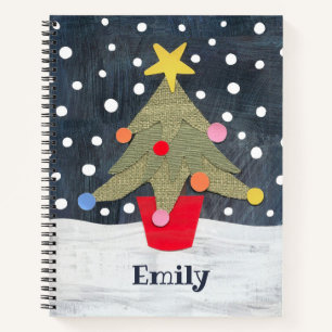 Personalised Cute Christmas Tree Notebook