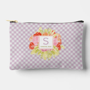 Personalised Cute Classic Gingham Check Pattern Accessory Pouch