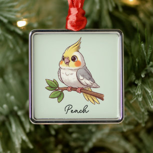 Personalised Cute Cockatiel Pet Bird Metal Ornament