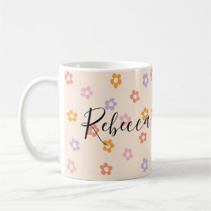 Personalised Cute Coloured Daisy Pattern Coffee Mug