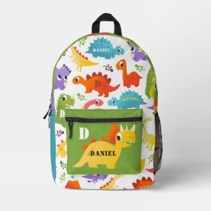 Personalised Cute Colourful Dinosaur Printed Backpack