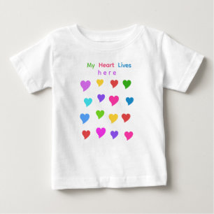 Personalised Cute Colourful Hearts, Kids and Adult Baby T-Shirt
