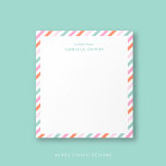 Personalised Cute Colourful Notepad<br><div class="desc">This Personalised Cute Colourful Notepad showcases a delightful diagonal striped pattern in lively pink, green mint, and orange hues. Perfect for jotting down notes, ideas, or reminders, this notepad adds a splash of fun to your everyday tasks. Customise it with your name, leave the "a note from" or change it...</div>