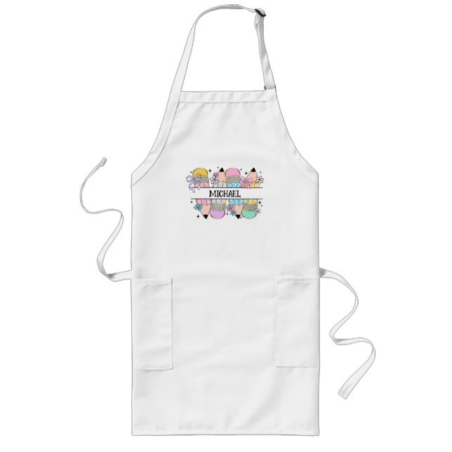 Personalised Cute Colourful Pencil - Back To Schoo Long Apron (Front)