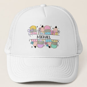 Personalised Cute Colourful Pencil - Back To Schoo Trucker Hat