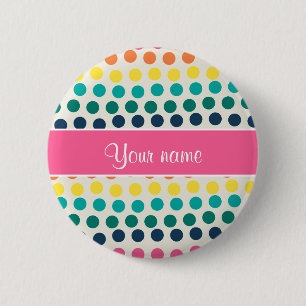 Personalised Cute Colourful Polka Dots 6 Cm Round Badge