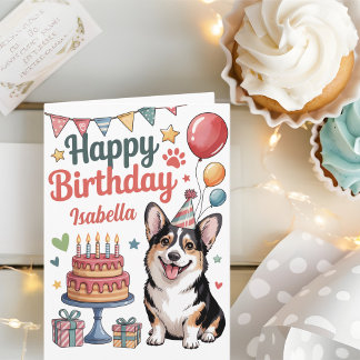 Personalised Cute Corgi Birthday Card