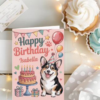 Personalised Cute Corgi Birthday Card