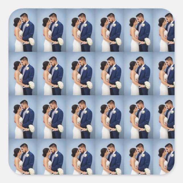 Personalised Cute Couple Wedding Photo Square Sticker (Front)