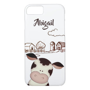 Personalised Cute Cow and Farm Background iPhone 8/7 Case