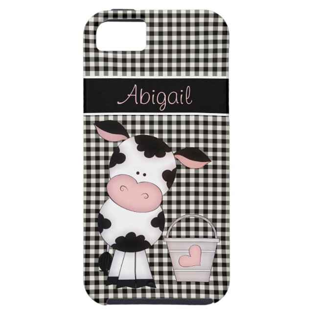 Personalised Cute Cow and Pail Black and White Case-Mate iPhone Case (Back)