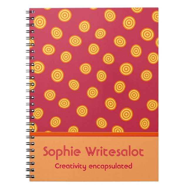 Personalised Cute Cranberry Orange Circles Notebook (Front)