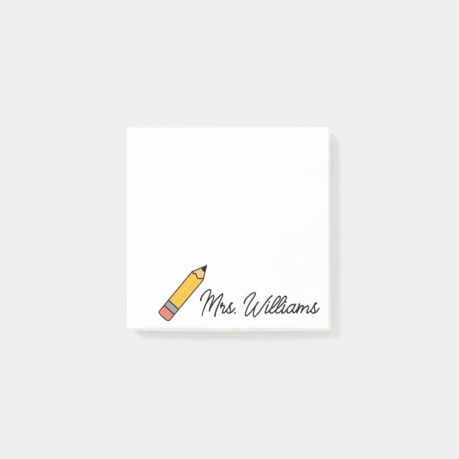 Personalised Cute Crayon Teacher Back to School  Post-it Notes (Front)