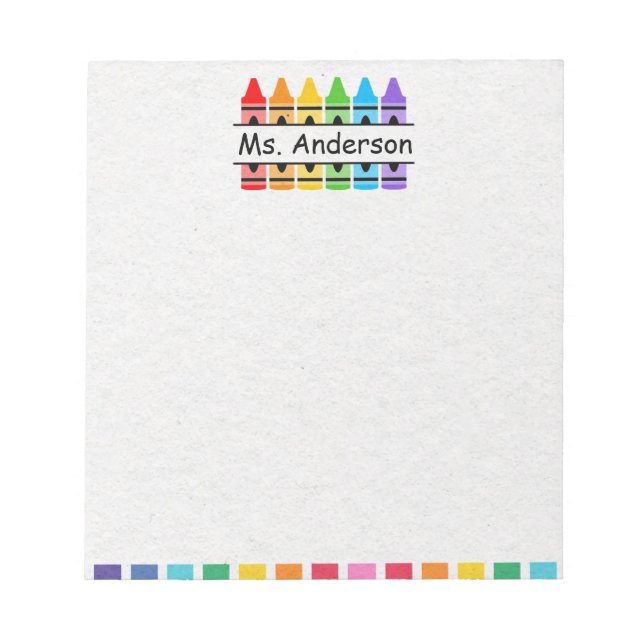 Personalised Cute Crayon Teacher's Notepad (Front)