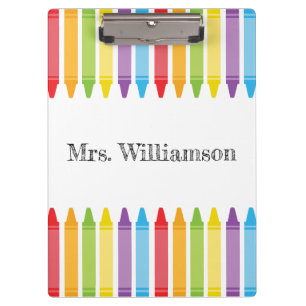Personalised Cute Crayons Teacher Back to School Clipboard