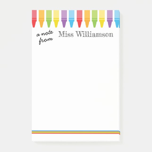 Personalised Cute Crayons Teacher Back to School P Post-it Notes (Front)