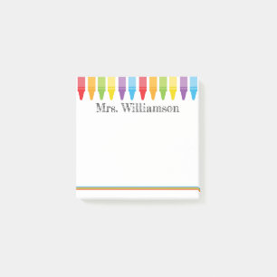 Personalised Cute Crayons Teacher Back to School Post-it Notes