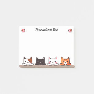 Personalised Cute Curious Kitty Cats Post-it Notes