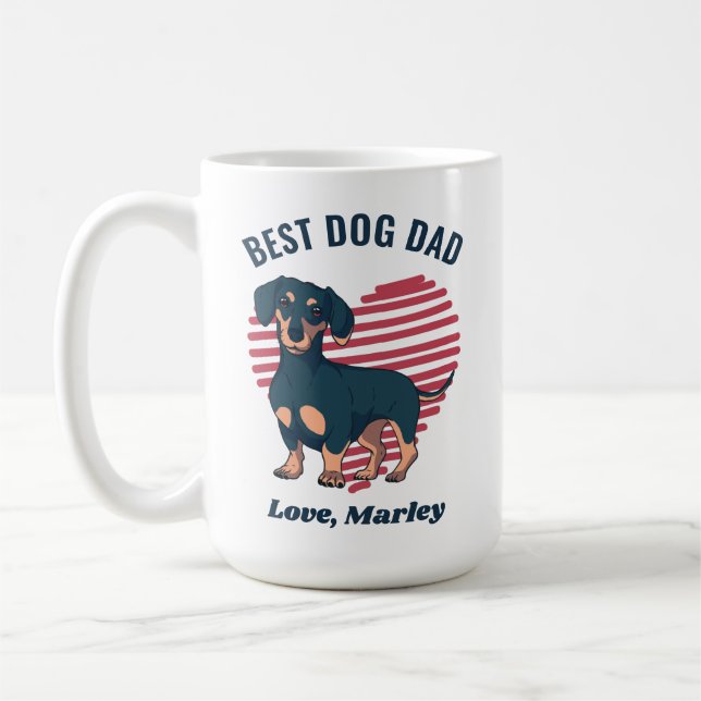 Personalised Cute Dachshund Dog  Dad Custom Text Coffee Mug (Left)