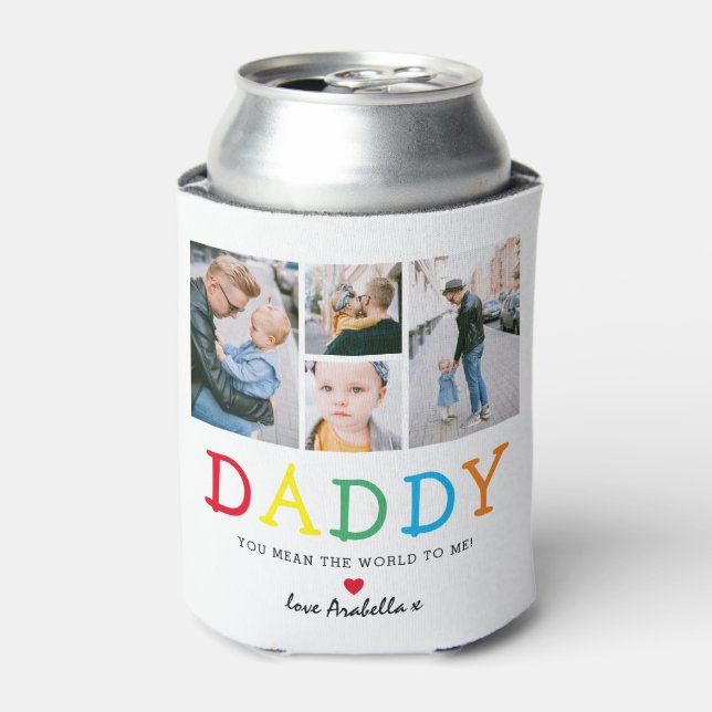Personalised Cute 'Daddy' Photo Collage Keepsake Can Cooler (Can Front)