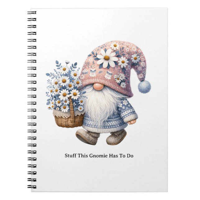 Personalised Cute Daisy Flower Gnome Women's Notebook (Front)