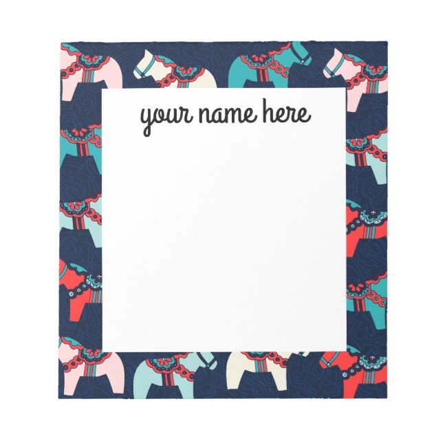 Personalised Cute Dala Horses Notepad (Front)