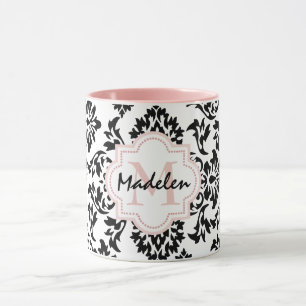Personalised cute damask monogramed mug