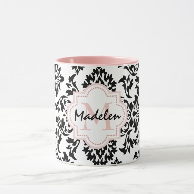 Personalised cute damask monogramed mug (Center)