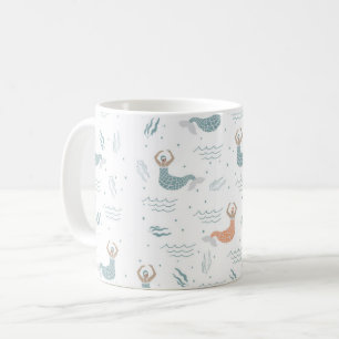 Personalised Cute Dancing Mermaid Illustration Sea Coffee Mug