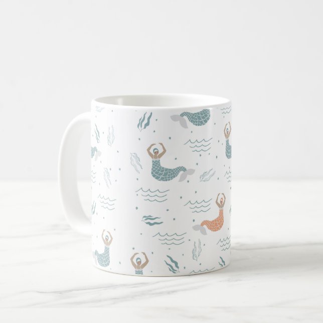 Personalised Cute Dancing Mermaid Illustration Sea Coffee Mug (Front Left)