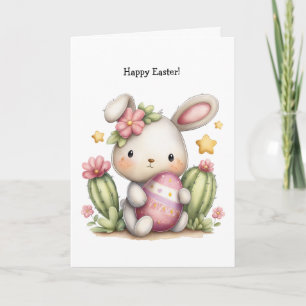 Personalised Cute Desert/Southwestern Easter Bunny Card