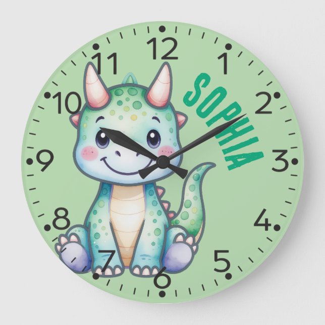 Personalised Cute Dino- Carnotaurus Wall Clock (Front)