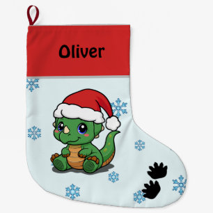 Personalised Cute Dinosaur Christmas Stocking