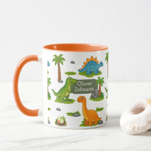 Personalised Cute Dinosaur Kids Name Mug