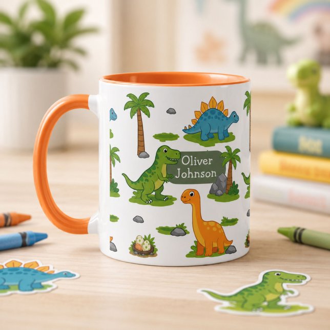 Personalised Cute Dinosaur Kids Name Mug (Creator Uploaded)
