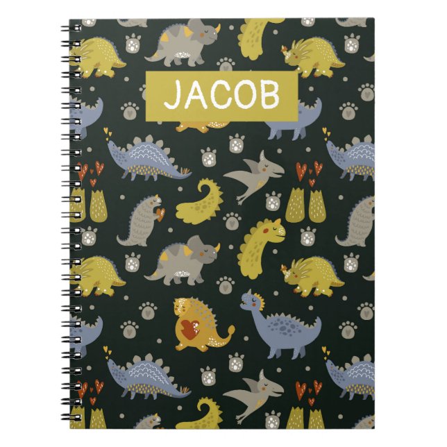 Personalised Cute Dinosaur Pattern Notebook (Front)