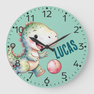 Personalised Cute Dinosaur, T-Rex, Wall Clock