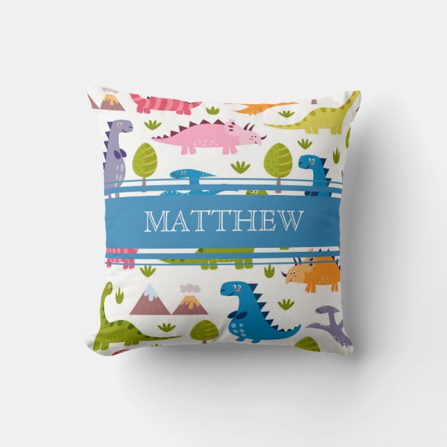 Personalised Cute Dinosaurs Pillow (Front)