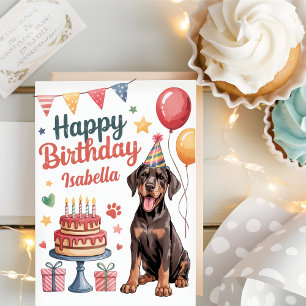 Personalised Cute Doberman Dog Birthday Card