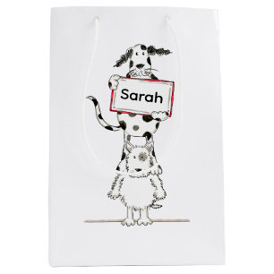 Personalised Cute Dog Acrobat  Medium Gift Bag