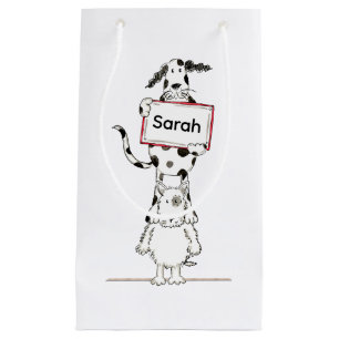 Personalised Cute Dog Acrobat  Small Gift Bag