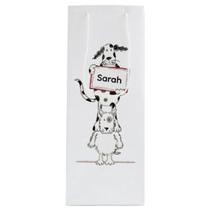 Personalised Cute Dog Acrobat  Wine Gift Bag