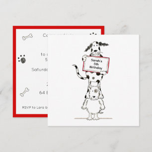 Personalised Cute Dog Acrobats Birthday Invitation