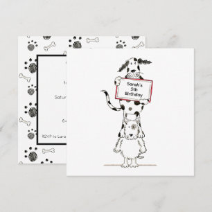 Personalised Cute Dog Acrobats Birthday Invitation