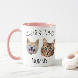 Personalised Cute Dog Cat Face Mug 2 Photos