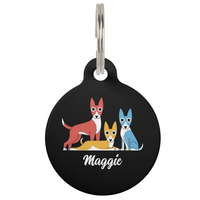 Personalised Cute Dog Round Pet Tag  (Front)
